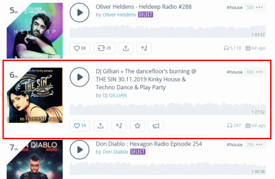 DJ Gillian auf Platz 6 der deutschen Mixcloud House Charts
