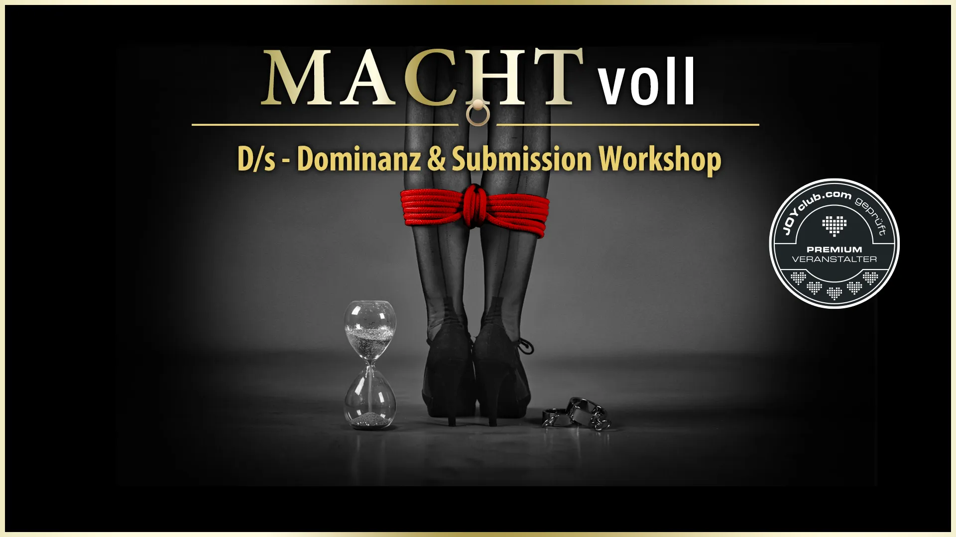 MACHTvoll » Der aktive D/s - Dominanz & Submission BDSM-Workshop in Karlsruhe und Offenbach (bei Frankfurt/Wiesbaden), bei dem es thematisch um das Machtgefälle einer D/s Beziehung geht, Sub-Erziehung, D/s Spielarten, Regeln, Rituale, Aufgaben, Positionen, Strafen, D/s im Alltag, authentische Dominanz, Sklavenvertrag,... uvm. Workshopleiter GILLIAN zeigt BDSM'lern mit Erfahrung den sinn- und stilvollen Umgang mit D/s.